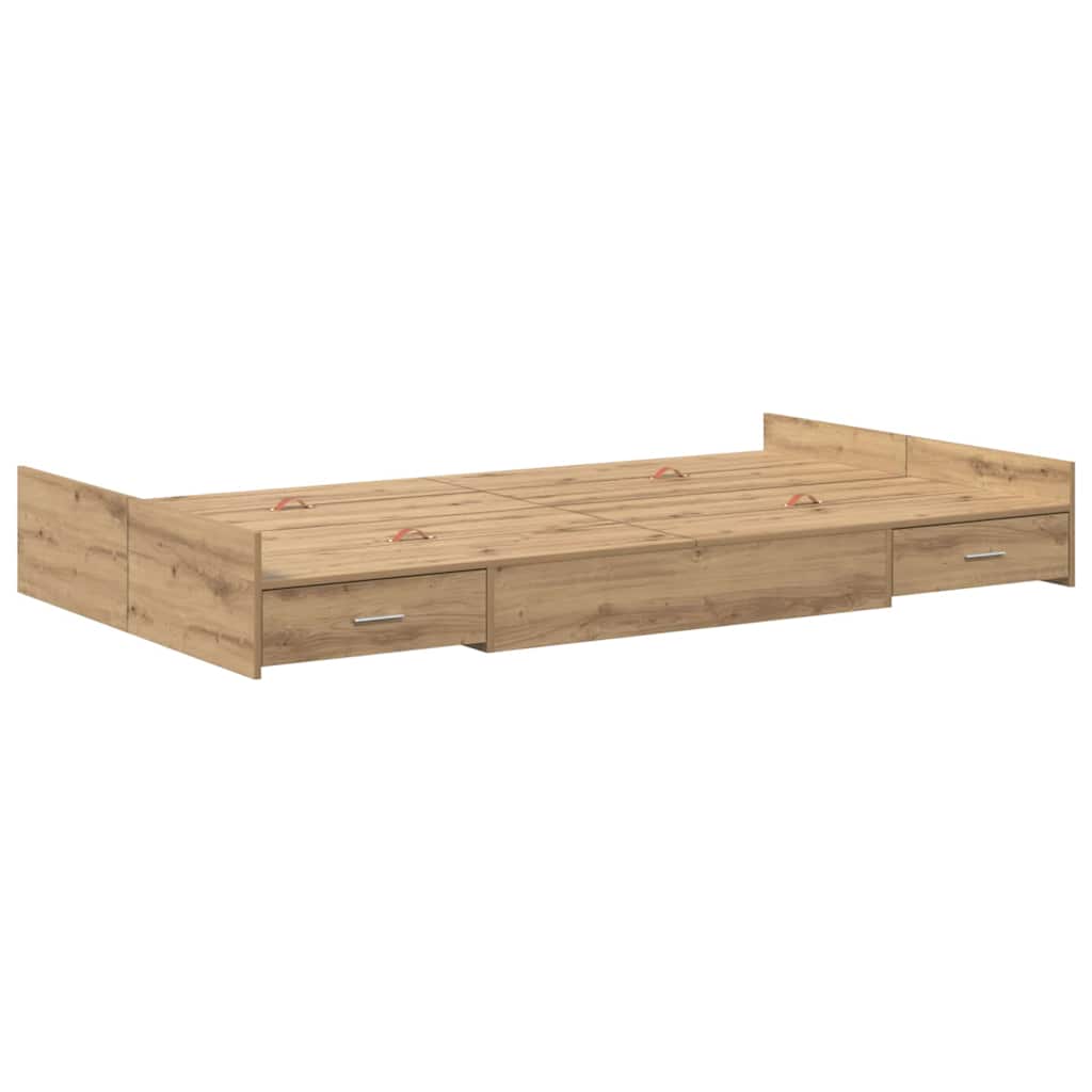 Storage Bed Frame Artisan oak 120 x 200 cm Engineered wood