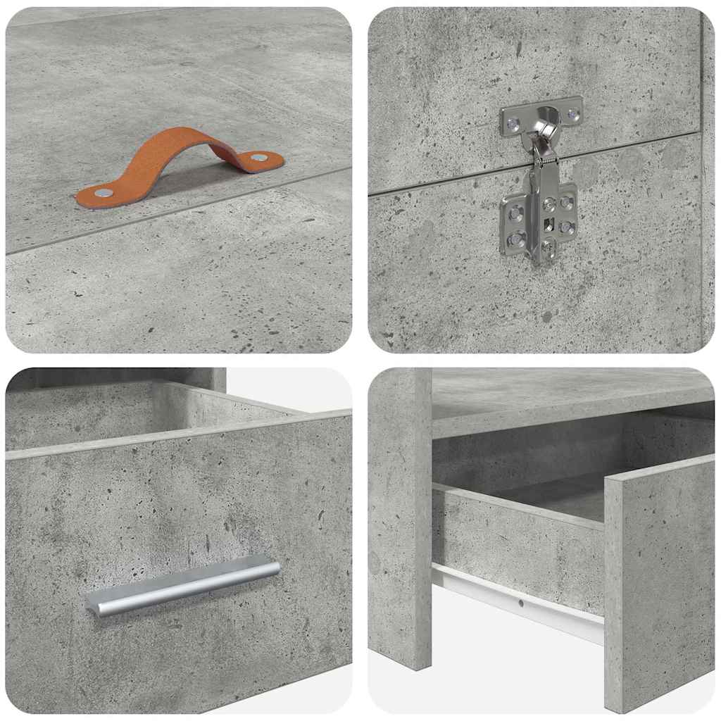 Storage Bed Frame Concrete grey 140 x 190 cm Engineered wood