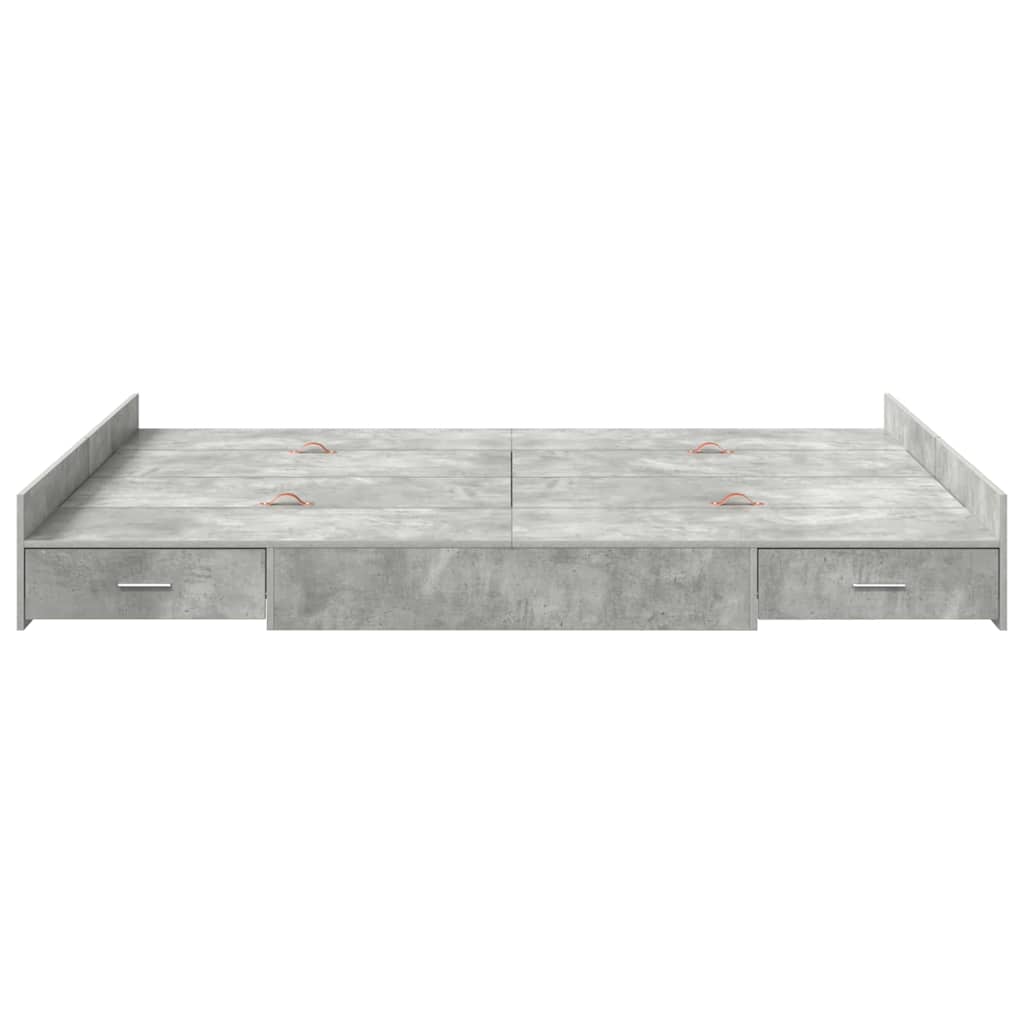 Storage Bed Frame Concrete grey 140 x 190 cm Engineered wood