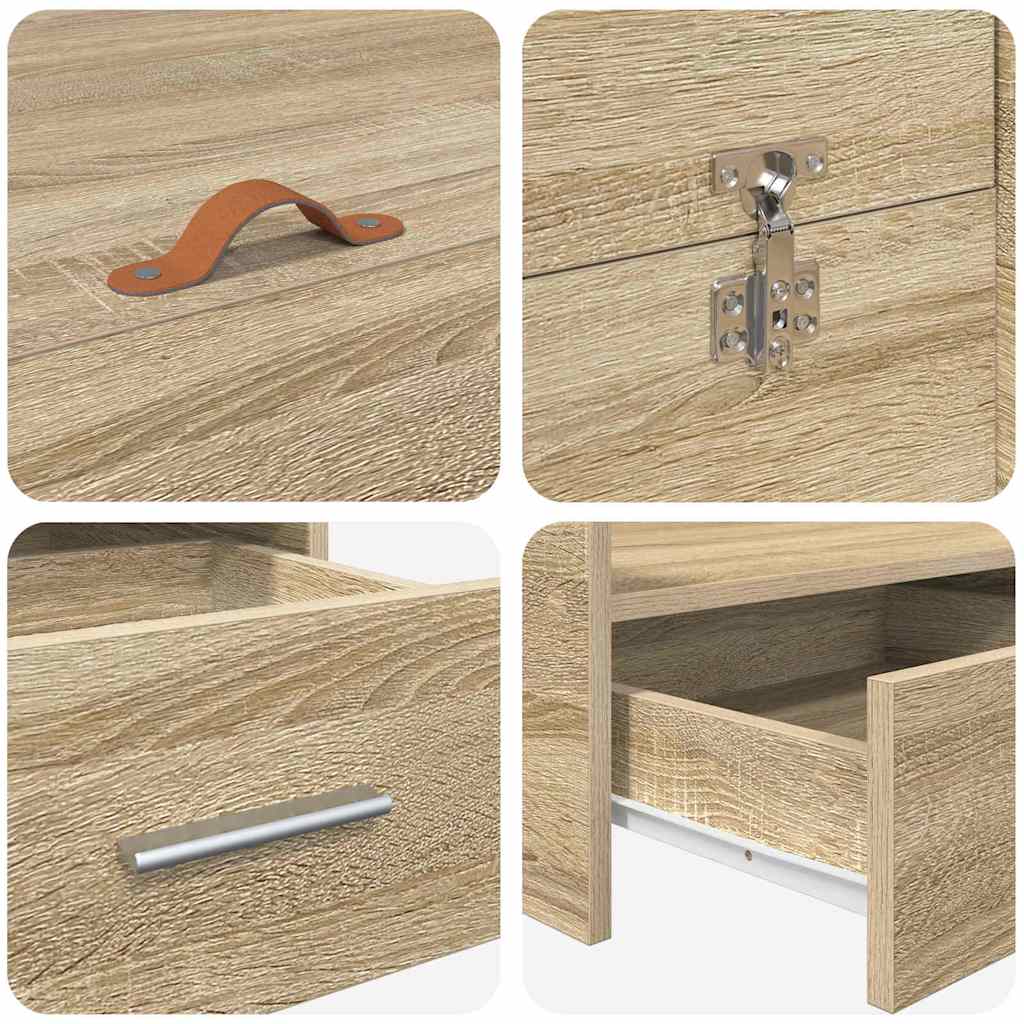 Storage Bed Frame Sonoma oak 135 x 190 cm Engineered wood