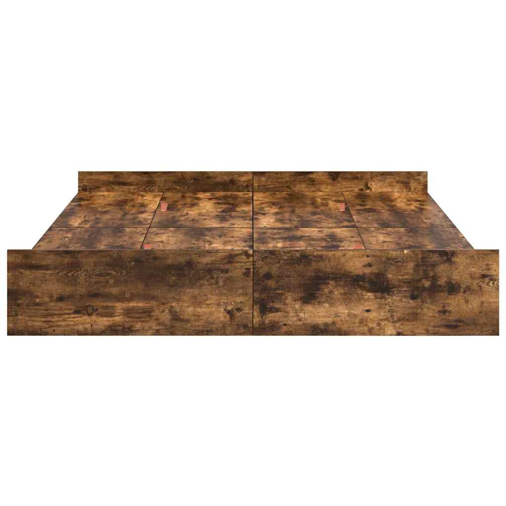 Storage Bed Frame Smoked oak 135 x 190 cm Engineered wood