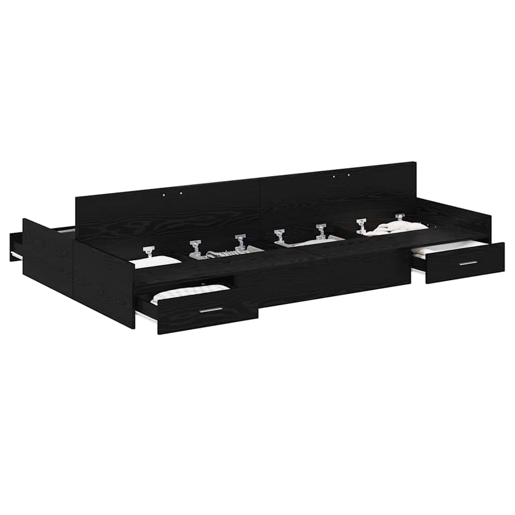 Storage Bed Frame Black oak 120 x 190 cm Engineered wood