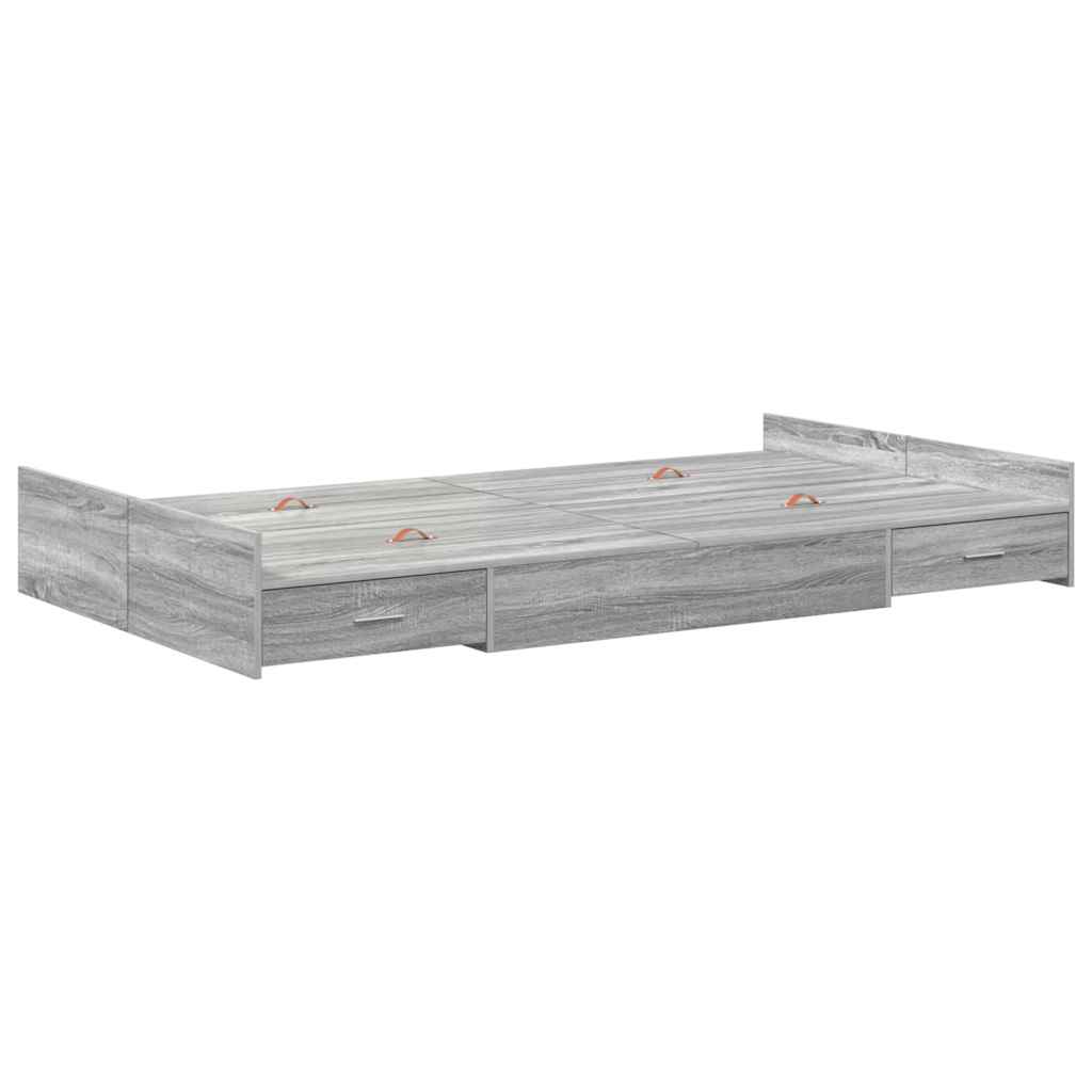 Storage Bed Frame Grey sonoma 120 x 190 cm Engineered wood