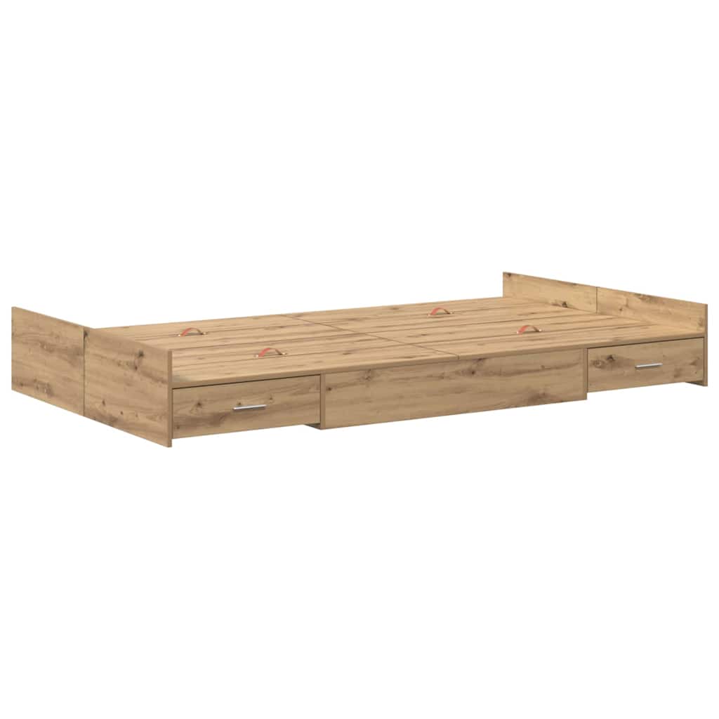 Storage Bed Frame Artisan oak 120 x 190 cm Engineered wood