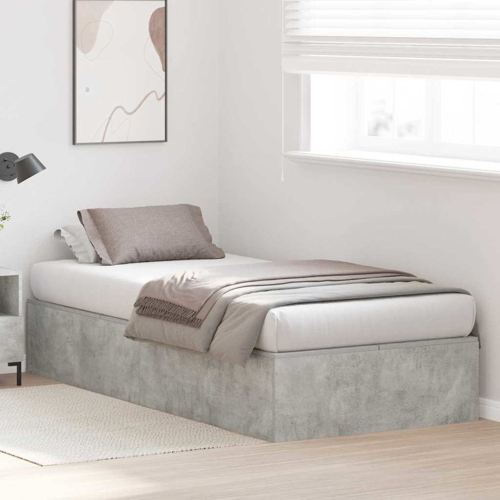 Bed Frame Concrete grey 80 x 200 cm Engineered wood