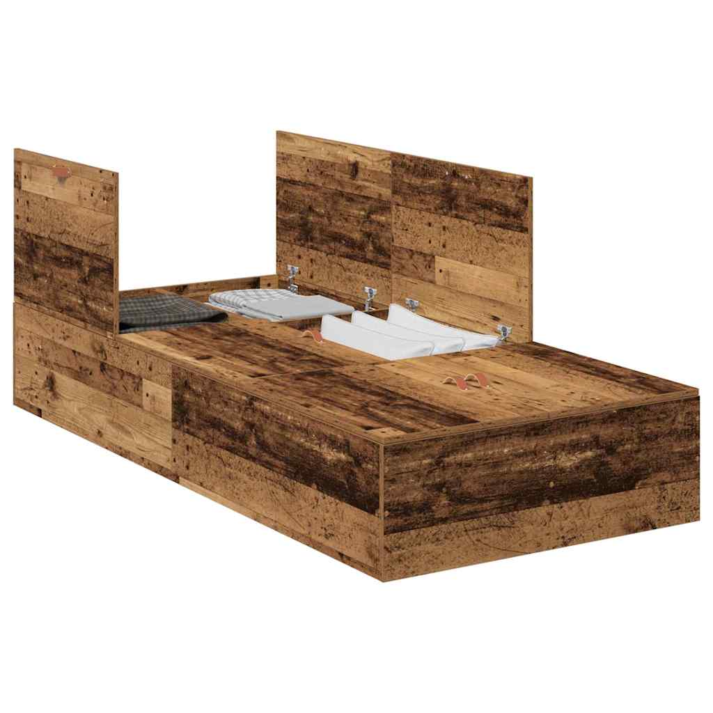 Bed Frame with Storage Old wood 80 x 200 cm Engineered wood