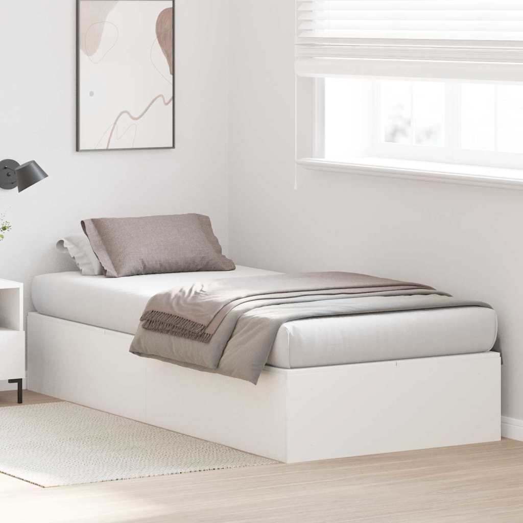 Bed Frame with Storage White 90 x 200 cm Engineered wood
