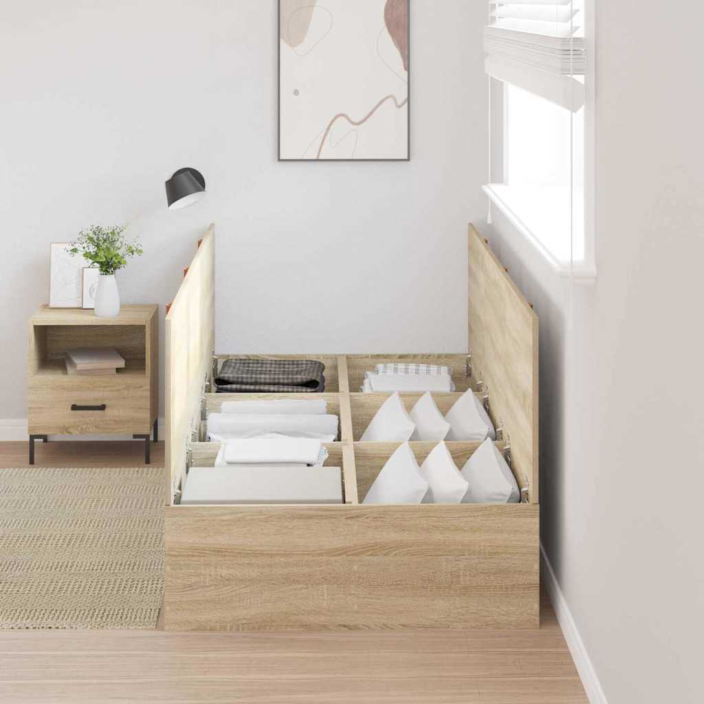 Bed Frame with Storage Sonoma oak 90 x 200 cm Engineered wood
