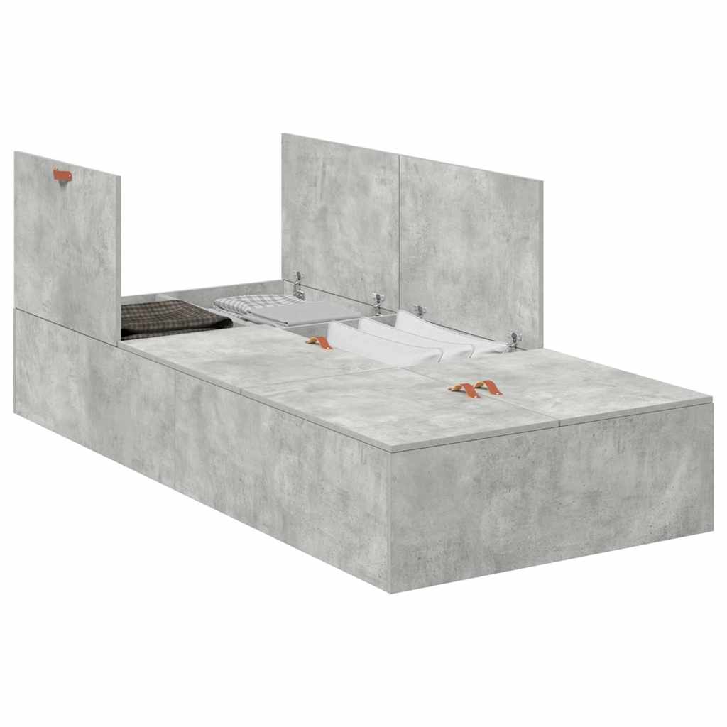 Bed Frame Concrete grey 90 x 200 cm Engineered wood