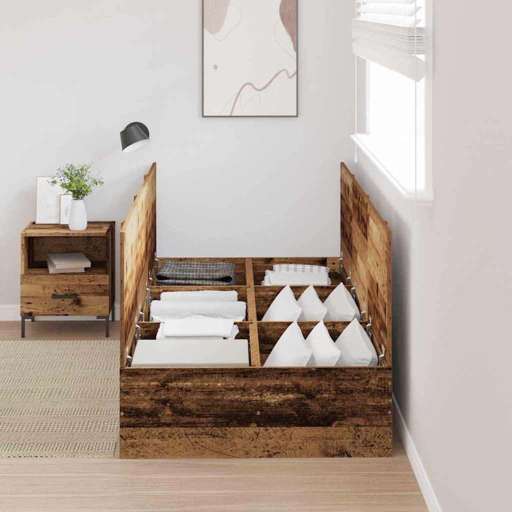 Bed Frame with Storage Old wood 90 x 200 cm Engineered wood