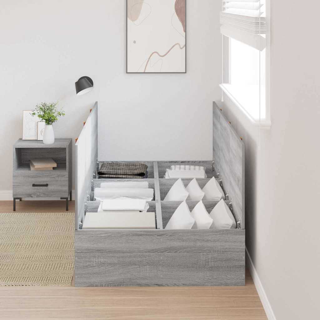 Bed Frame with Storage Grey sonoma 100 x 200 cm Engineered wood