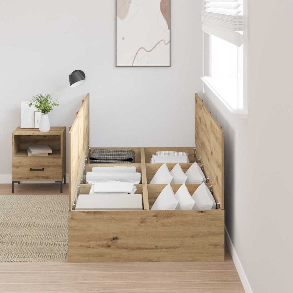 Bed Frame with Storage Artisan oak 100 x 200 cm Engineered wood