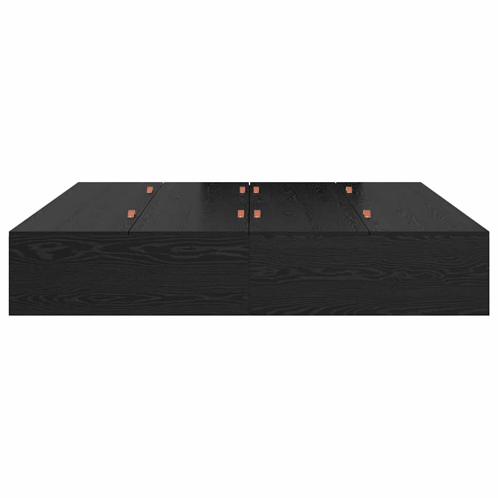 Bed Frame with Storage Black oak 200 x 200 cm Engineered wood