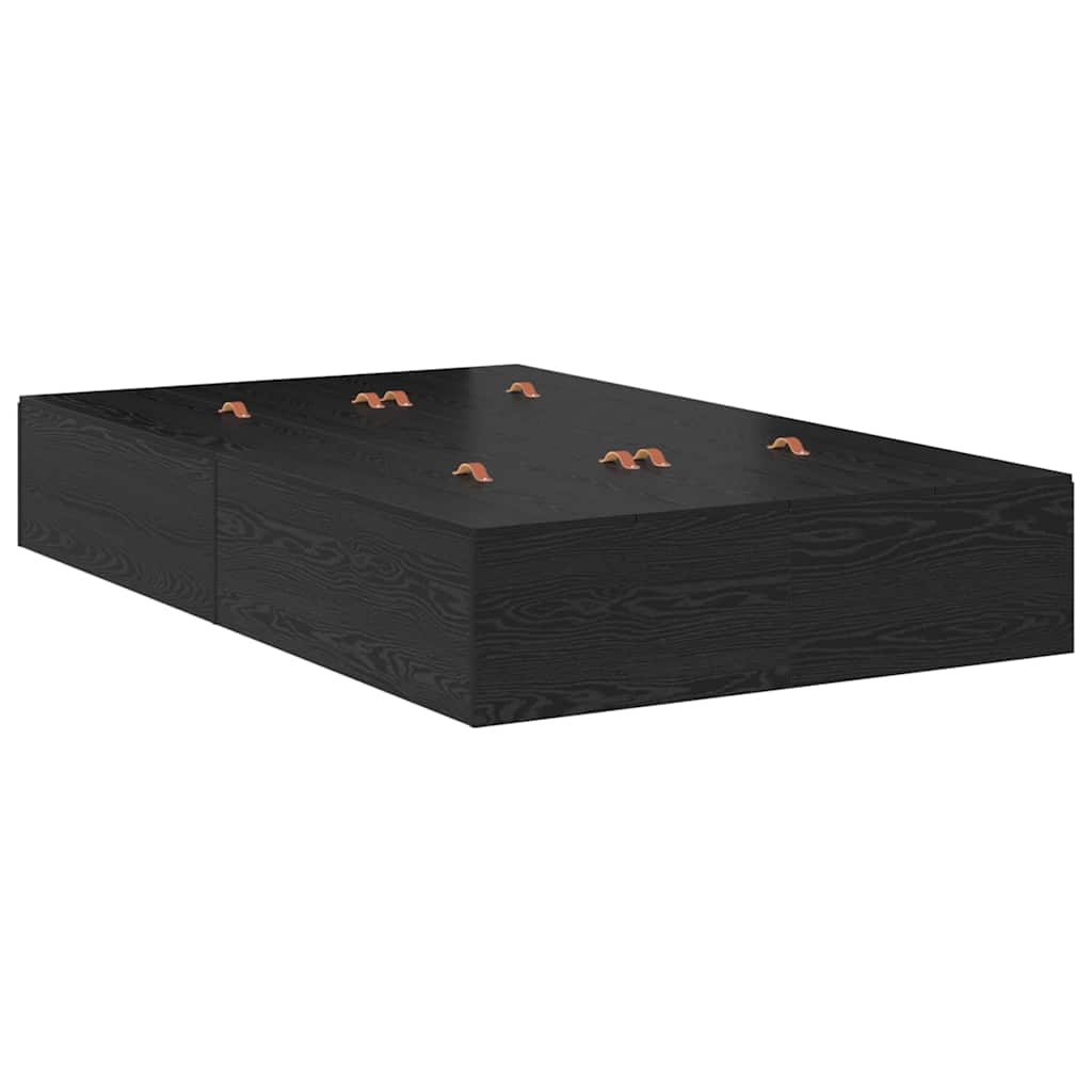 Bed Frame with Storage Black oak 120 x 200 cm Engineered wood