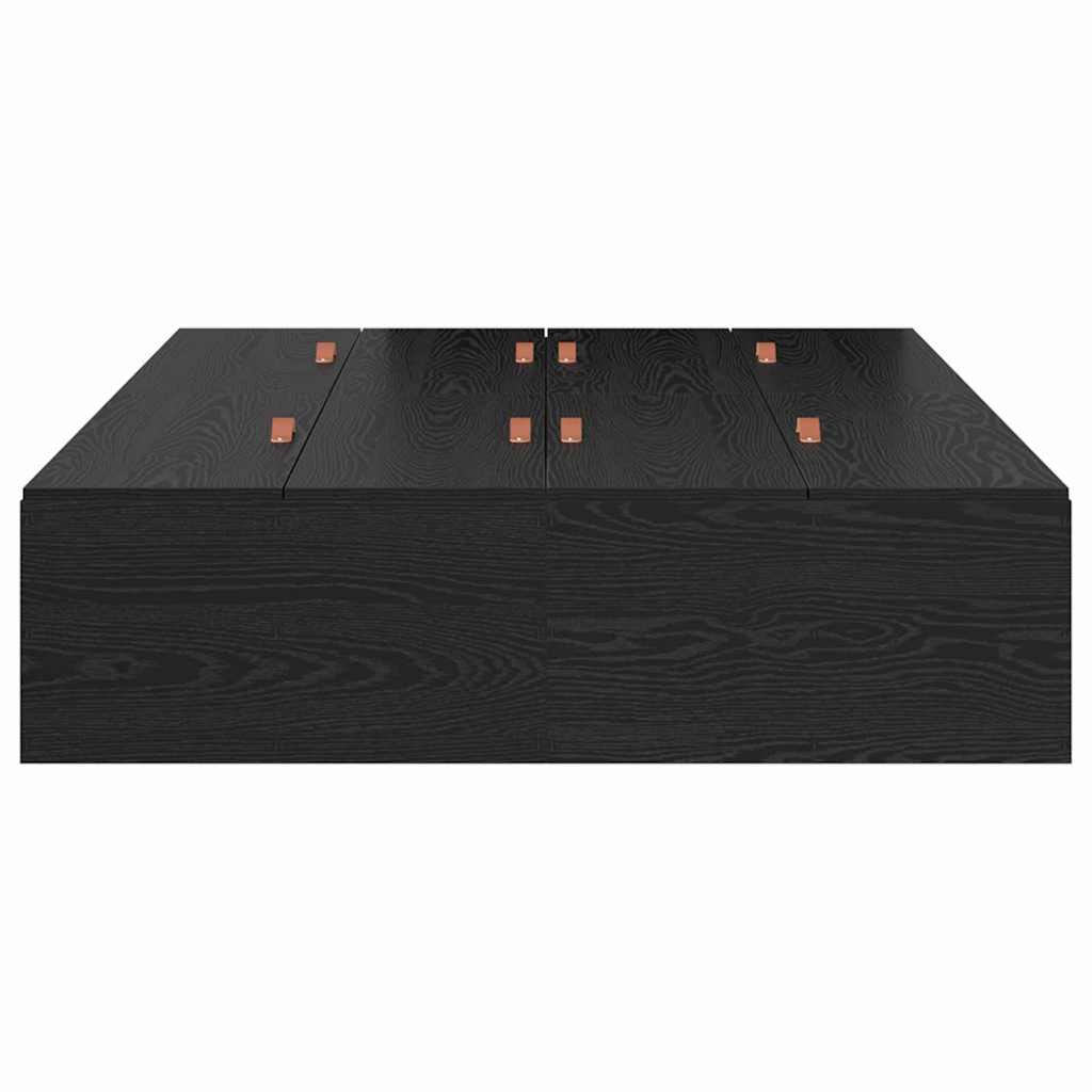 Bed Frame with Storage Black oak 120 x 200 cm Engineered wood