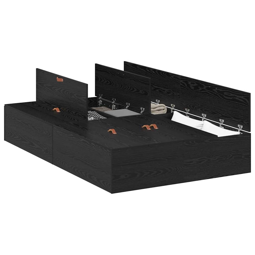 Bed Frame with Storage Black oak 120 x 200 cm Engineered wood