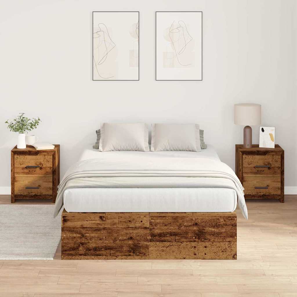 Bed Frame with Storage Old wood 120 x 200 cm Engineered wood