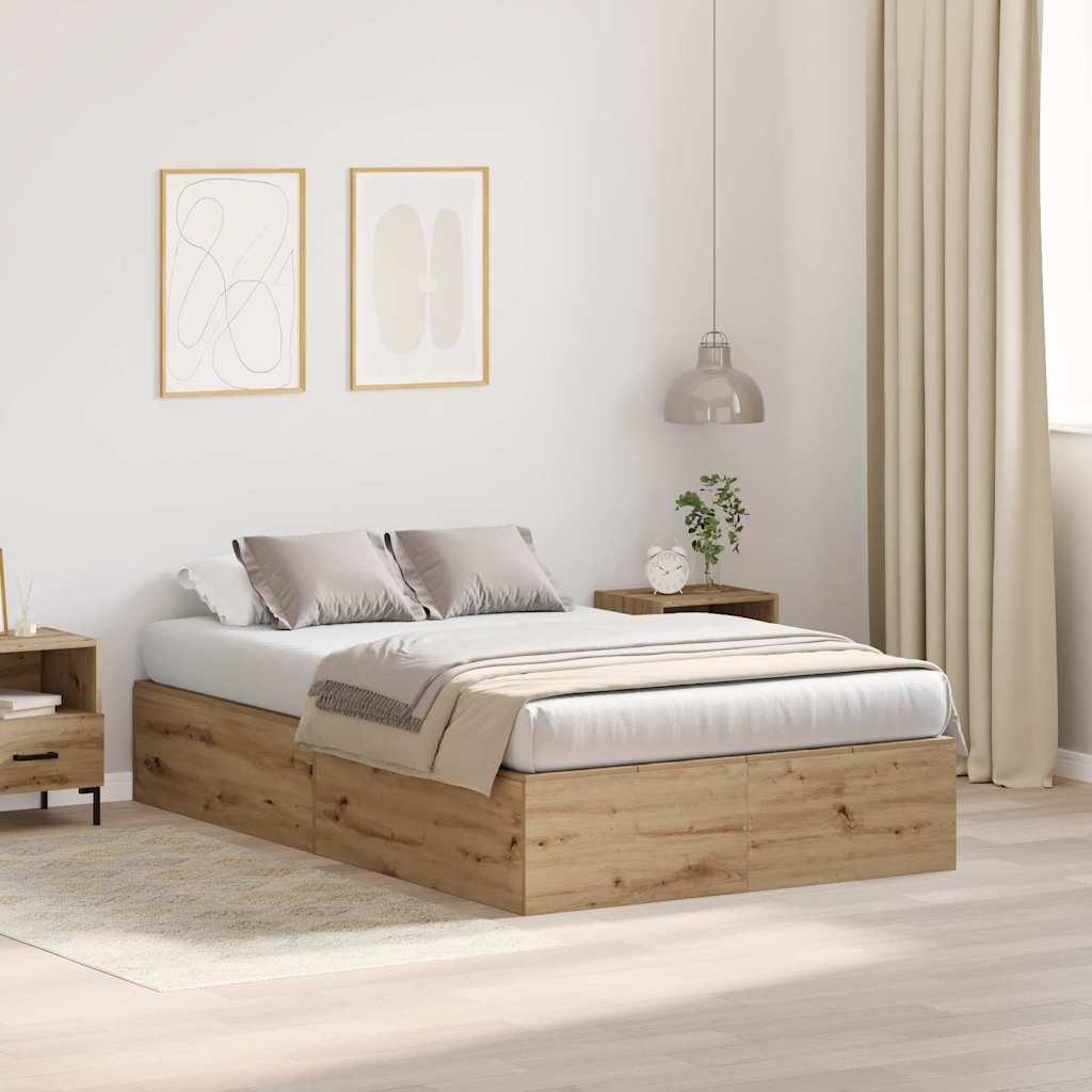Bed Frame with Storage Artisan oak 120 x 200 cm Engineered wood