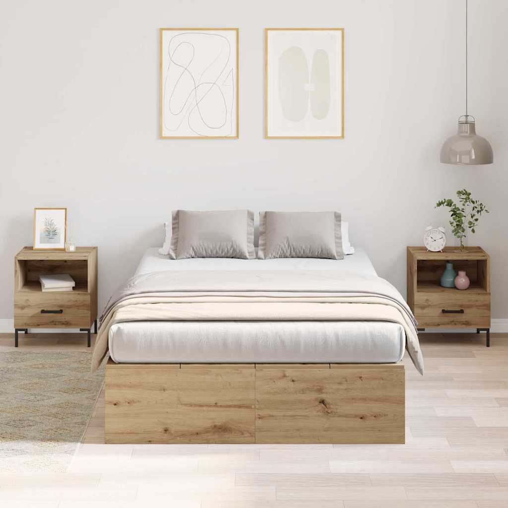 Bed Frame with Storage Artisan oak 120 x 200 cm Engineered wood