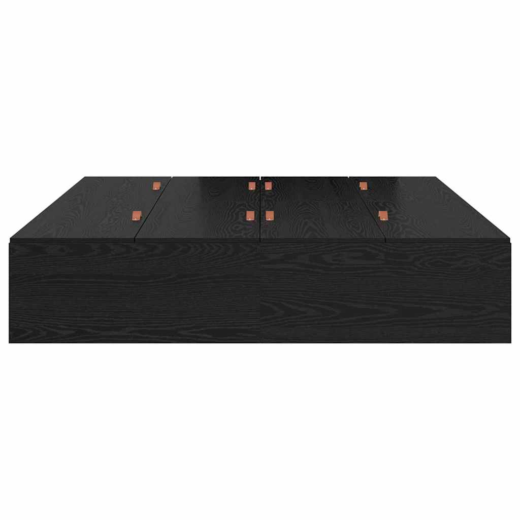 Bed Frame with Storage Black oak 140 x 200 cm Engineered wood