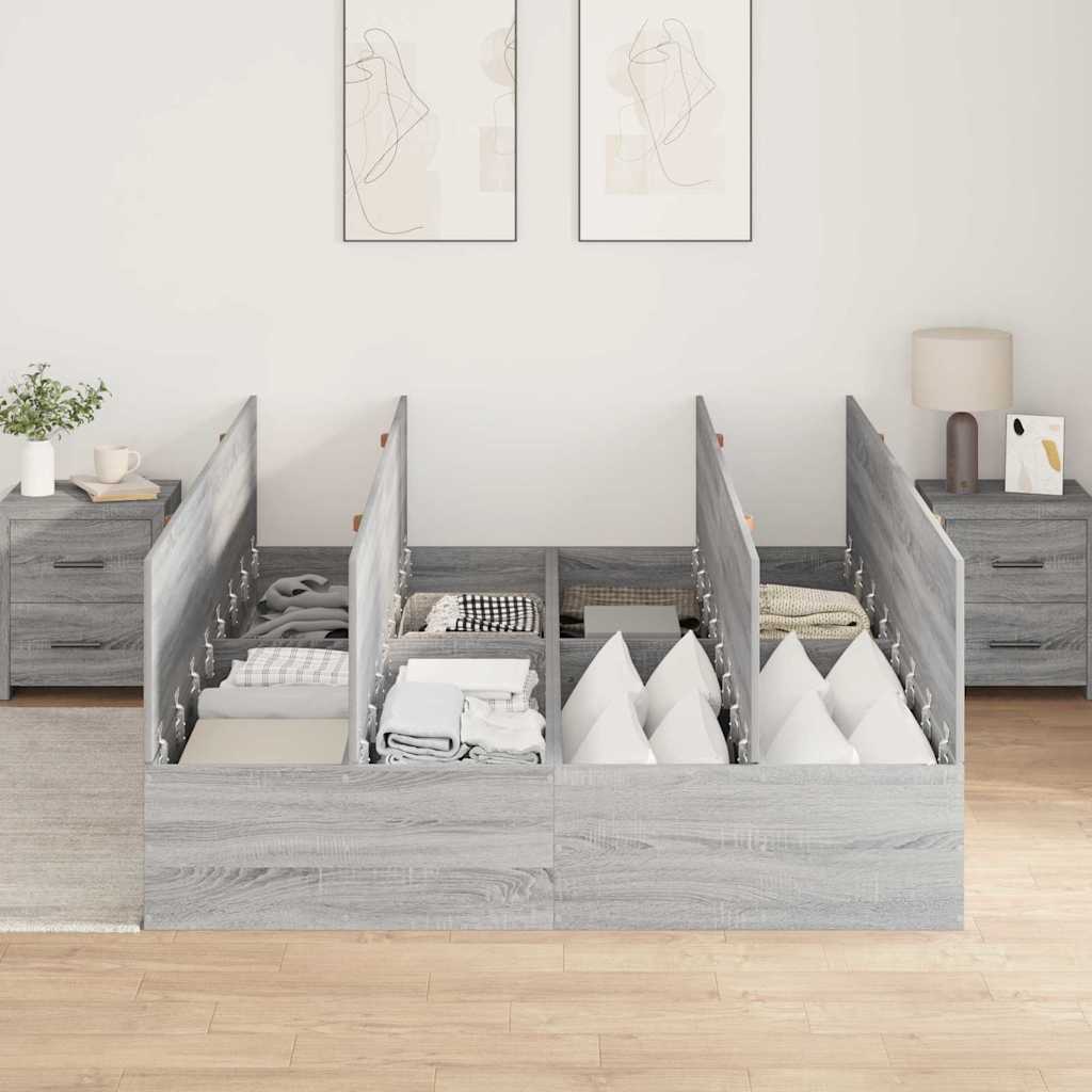 Bed Frame with Storage Grey sonoma 140 x 200 cm Engineered wood