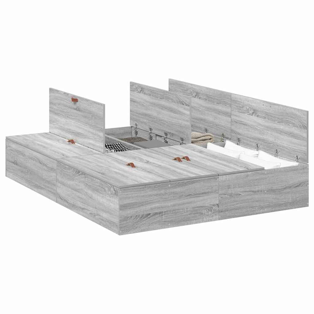 Bed Frame with Storage Grey sonoma 140 x 200 cm Engineered wood