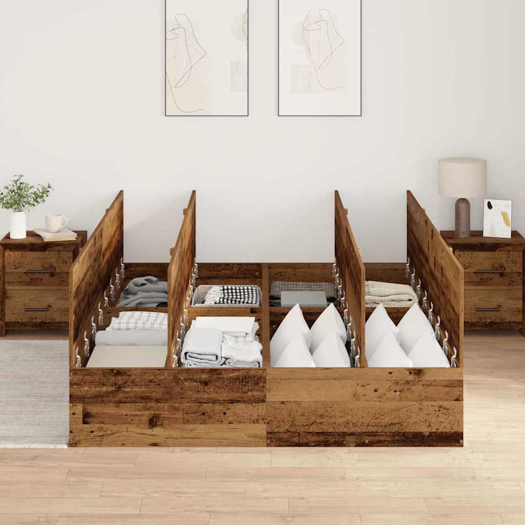 Bed Frame with Storage Old wood 150 x 200 cm Engineered wood