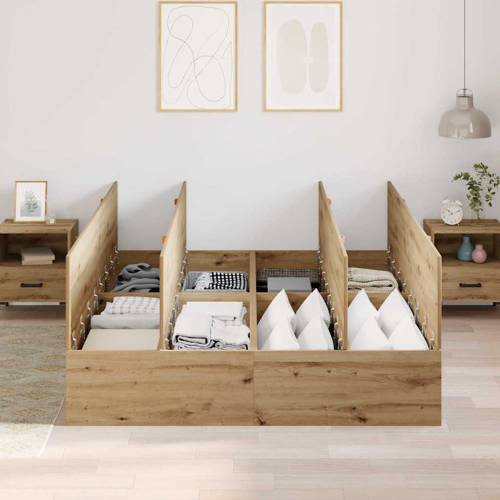 Bed Frame with Storage Artisan oak 150 x 200 cm Engineered wood