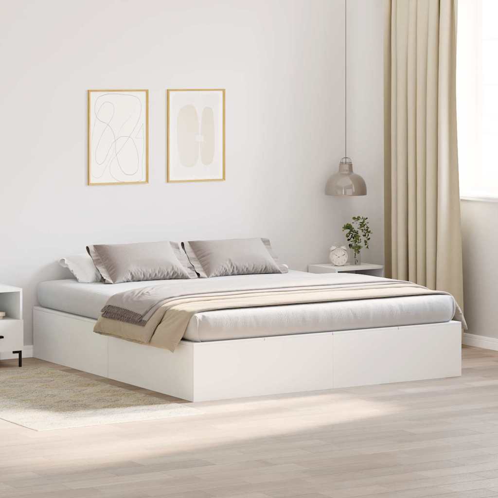 Bed Frame with Storage White 180 x 200 cm Engineered wood