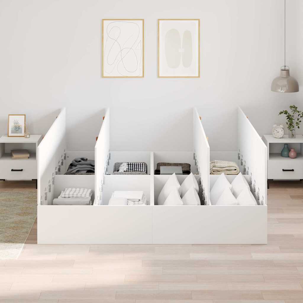 Bed Frame with Storage White 180 x 200 cm Engineered wood