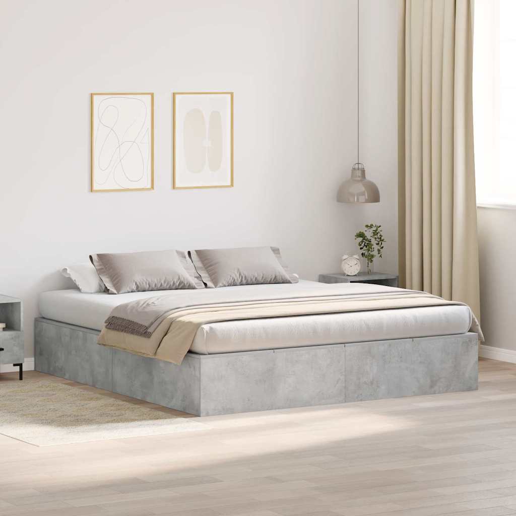 Bed Frame Concrete grey 180 x 200 cm Engineered wood