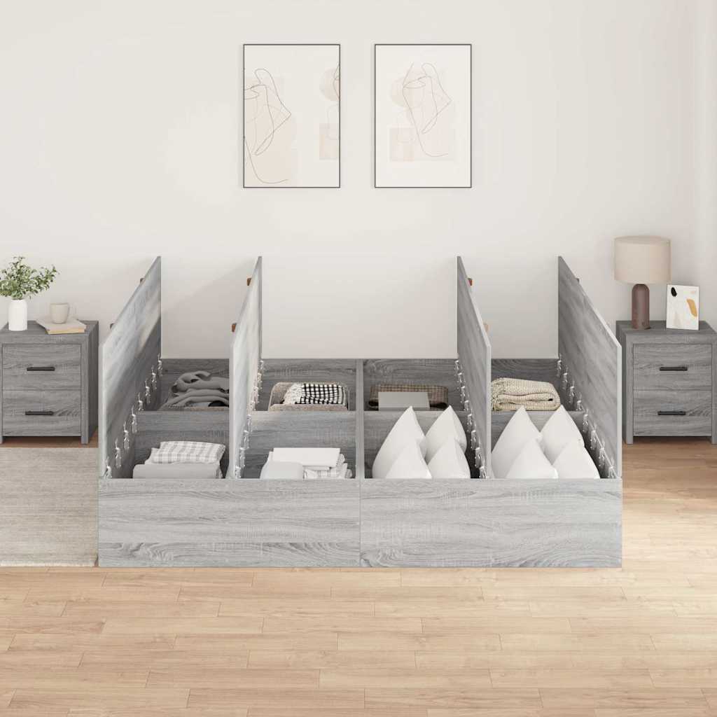 Bed Frame with Storage Grey sonoma 180 x 200 cm Engineered wood