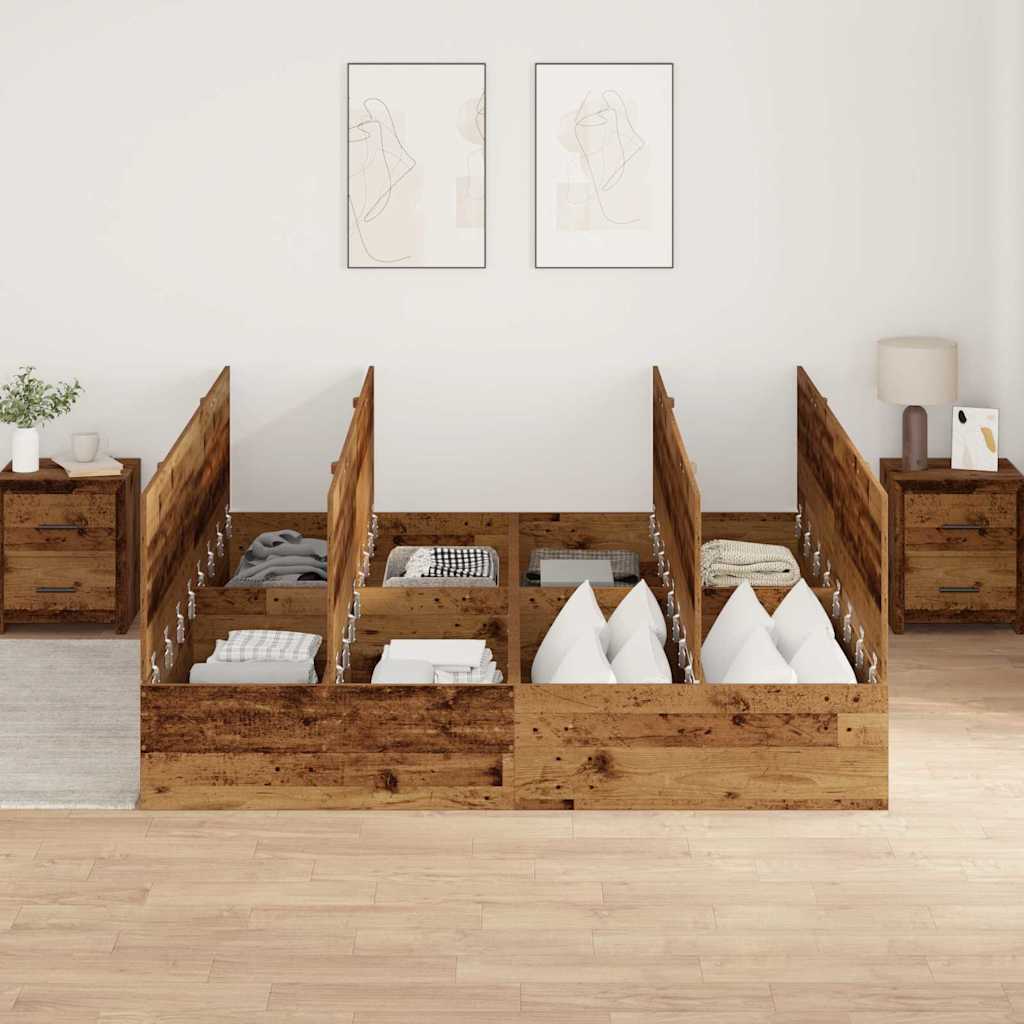 Bed Frame with Storage Old wood 180 x 200 cm Engineered wood