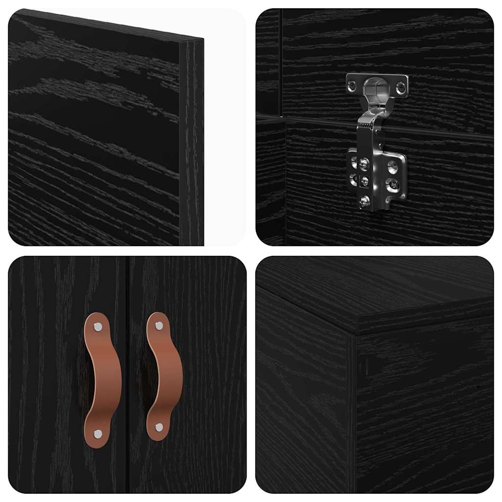 Bed Frame with Storage Black oak 90 x 190 cm Engineered wood