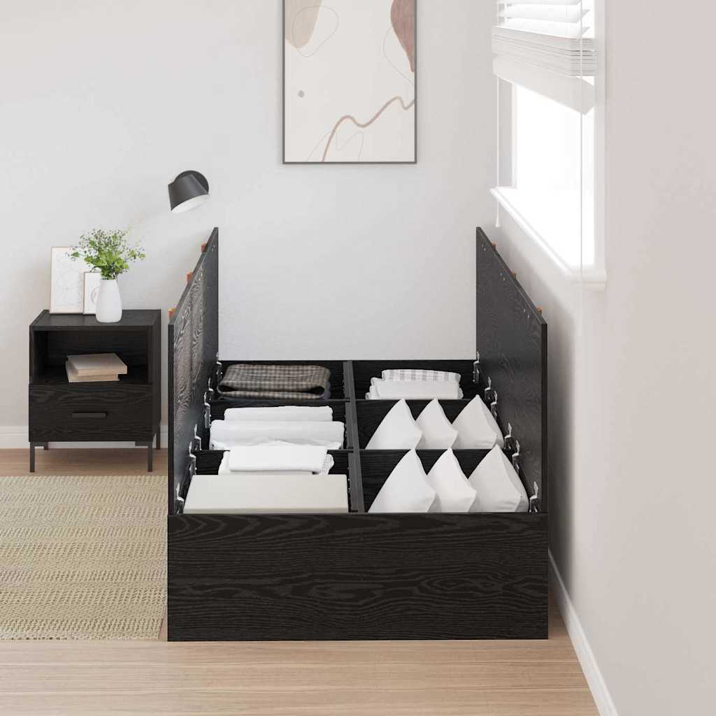 Bed Frame with Storage Black oak 90 x 190 cm Engineered wood