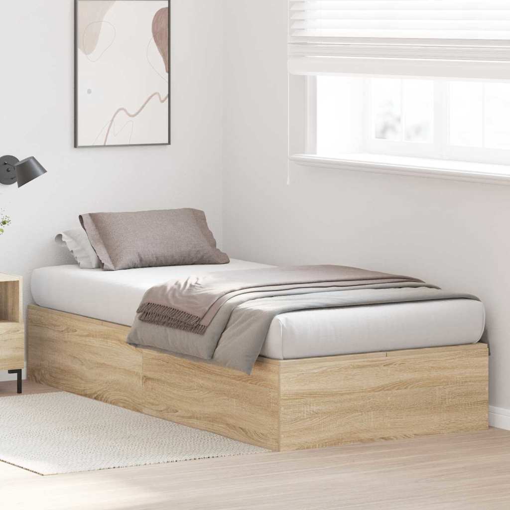 Bed Frame with Storage Sonoma oak 90 x 190 cm Engineered wood