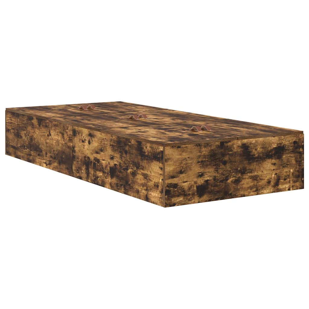 Bed Frame with Storage Smoked oak 75 x 190 cm Engineered wood