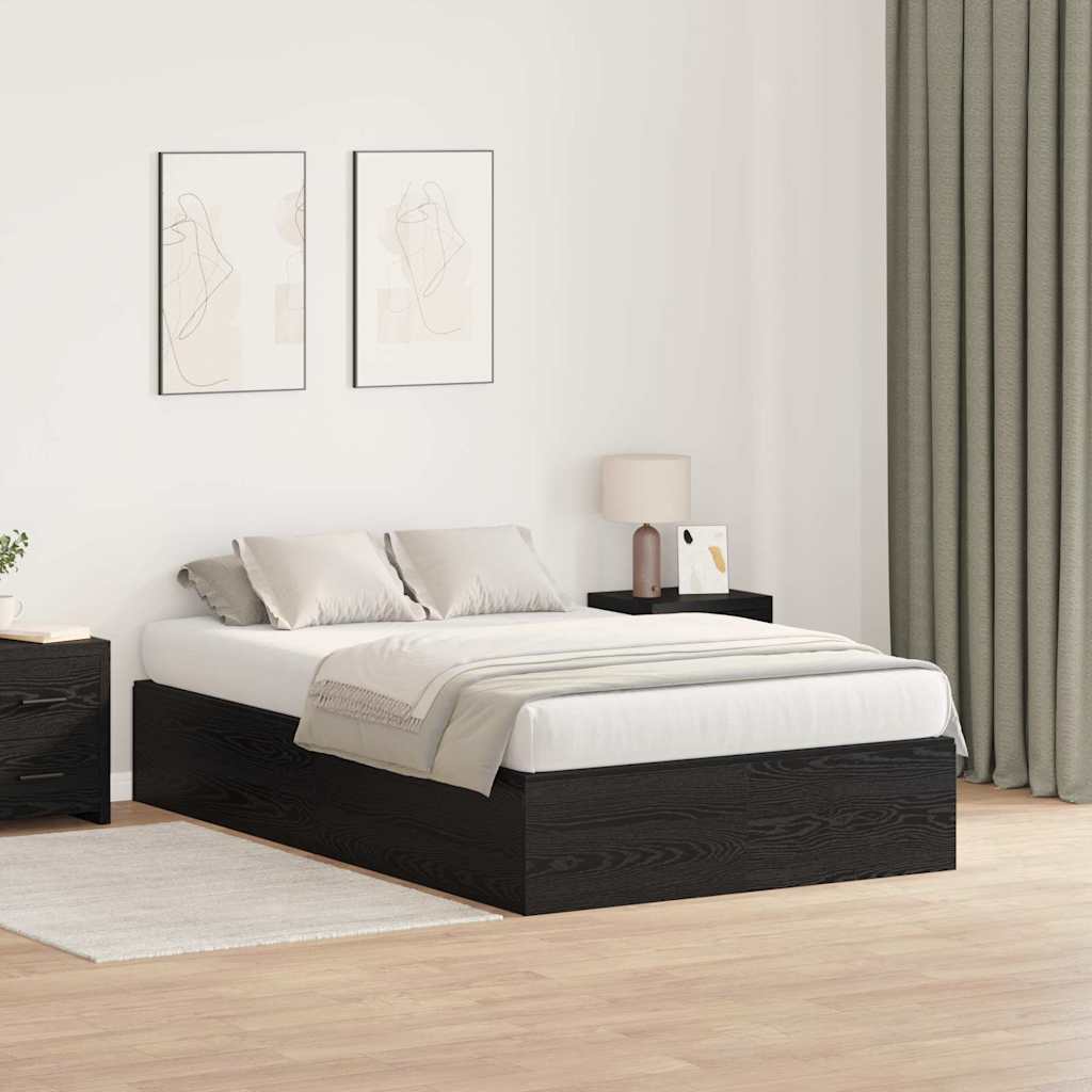 Bed Frame with Storage Black oak 120 x 190 cm Engineered wood