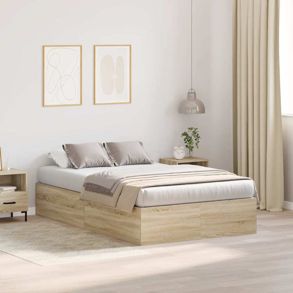 Bed Frame with Storage Sonoma oak 120 x 190 cm Engineered wood