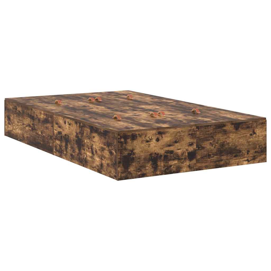 Bed Frame with Storage Smoked oak 120 x 190 cm Engineered wood