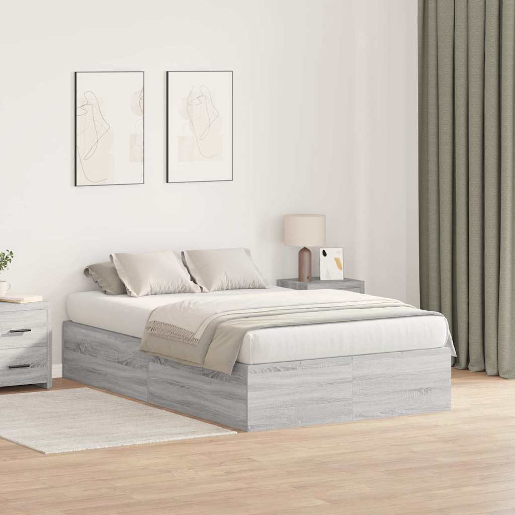 Bed Frame with Storage Grey sonoma 120 x 190 cm Engineered wood