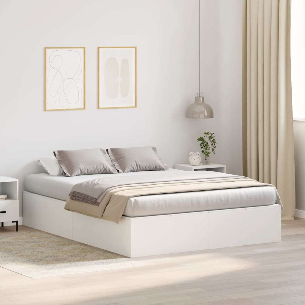 Bed Frame with Storage White 140 x 190 cm Engineered wood