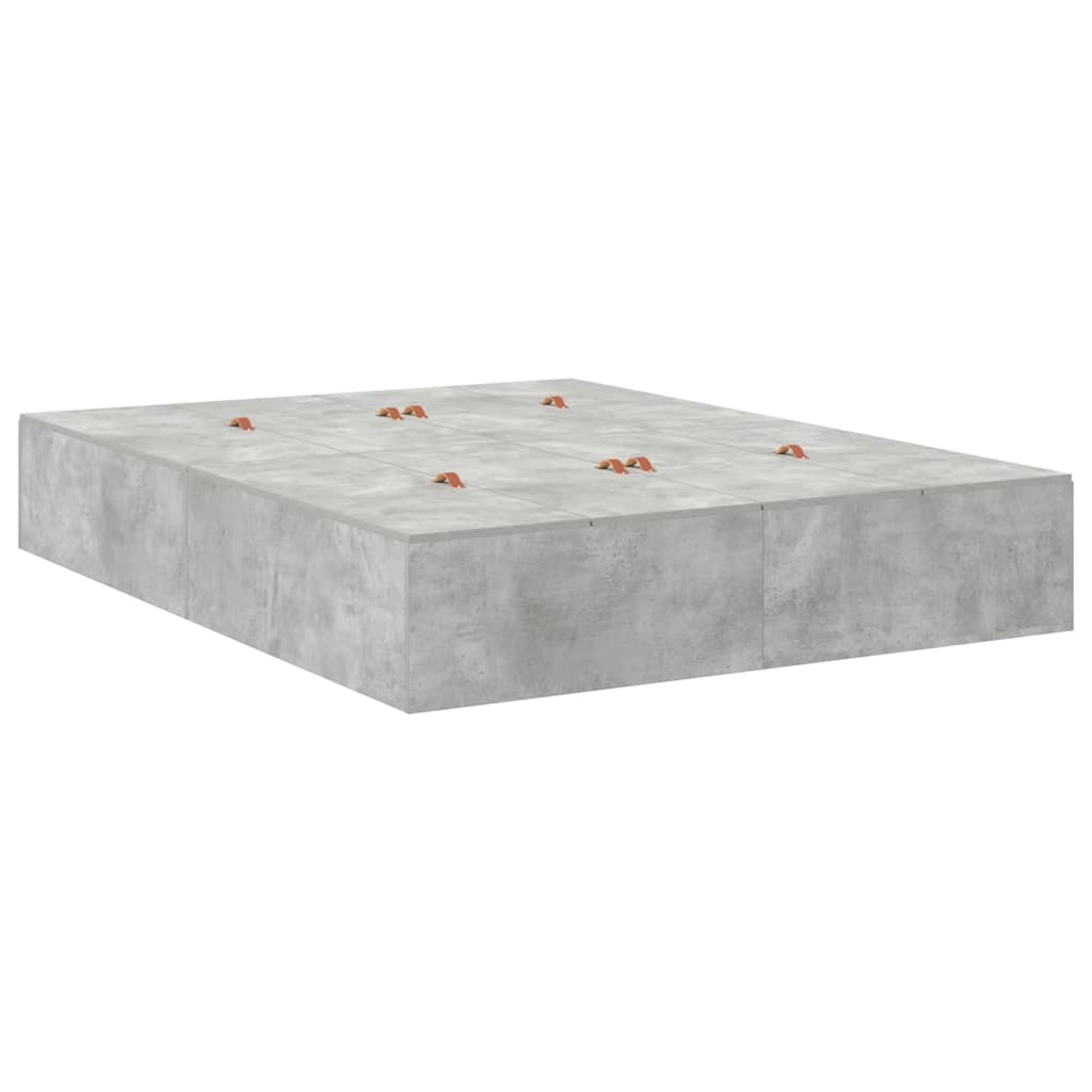 Bed Frame Concrete grey 140 x 190 cm Engineered wood
