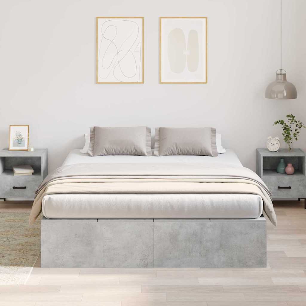 Bed Frame Concrete grey 135 x 190 cm Engineered wood