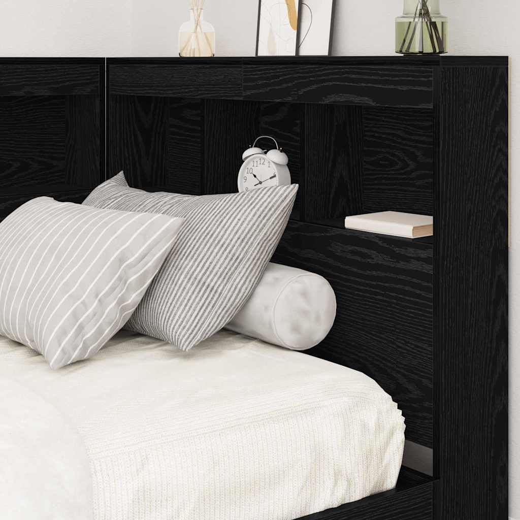 Storage Headboard with Shelf Black oak 80 cm Engineered wood