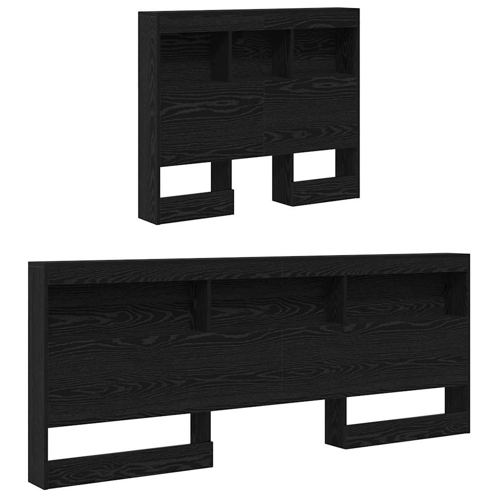 Storage Headboard with Shelf Black oak 80 cm Engineered wood