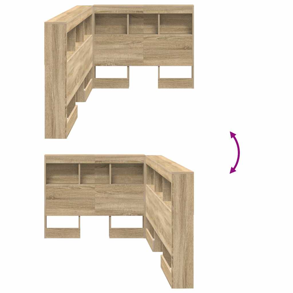 Storage Headboard with Shelf Sonoma oak 80 cm Engineered wood