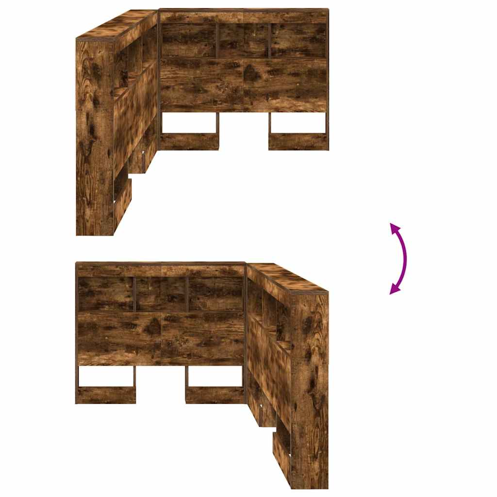 Storage Headboard with Shelf Smoked oak 80 cm Engineered wood