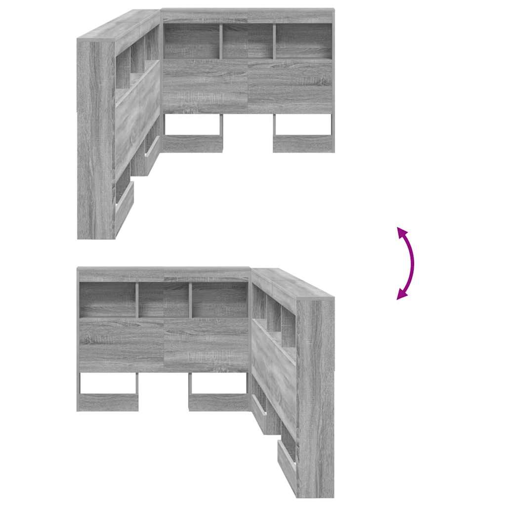 Storage Headboard with Shelf Grey sonoma 80 cm Engineered wood