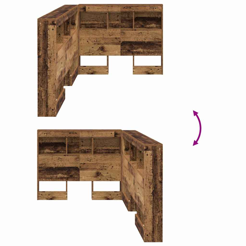 Storage Headboard with Shelf Old wood 80 cm Engineered wood